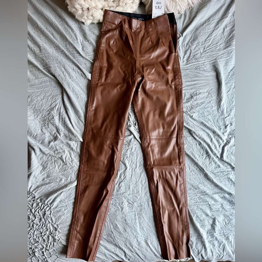 High Waisted Faux Leather Skinny Leggings